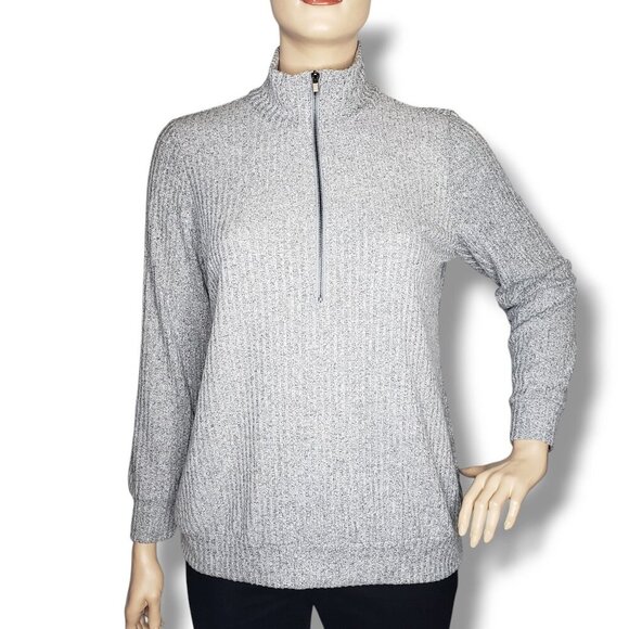 Torrid Quarter Zip Sweatshirt Womens 2X Gray Relaxed Fit Super Soft Plush Rib - Picture 1 of 10